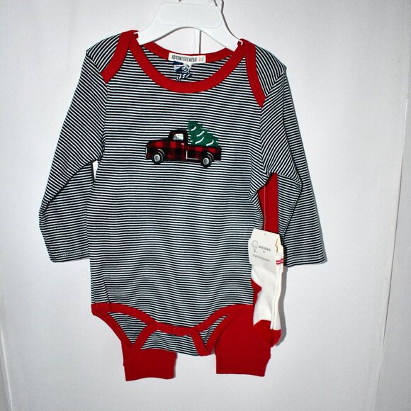 Adventurewear 360 Christmas Truck Long Sleeve Top & Pants Set 12 Months NWT - Picture 1 of 3